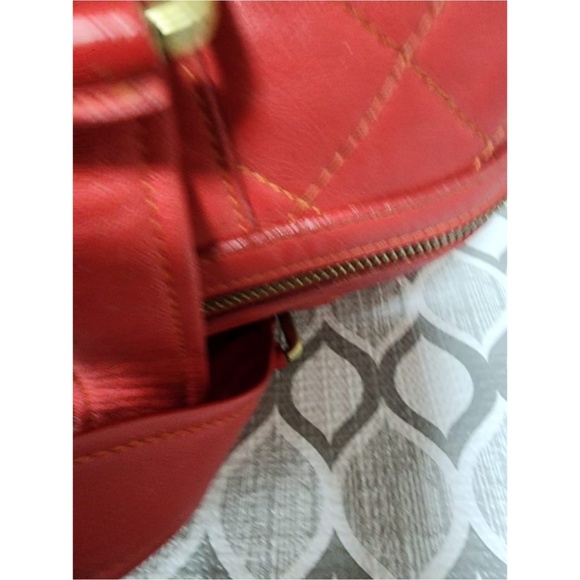 Authentic MCM Quilted Boston Leather Bag Red - Picture 4 of 14